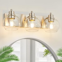 Tuscarora Bathroom Light Fixtures Brushed Nickel Vanity Light 3 Light Bathroom Vanity Light With Clear Glass Shade Bathroom Lig