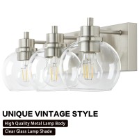 Tuscarora Bathroom Light Fixtures Brushed Nickel Vanity Light 3 Light Bathroom Vanity Light With Clear Glass Shade Bathroom Lig