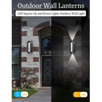 Italves Outdoor Wall Lights, Led Up And Down Lights Outdoor Lighting Fixtures Wall Mount, 3000K Modern Aluminum Exterior Light Ip68 Waterproof Wall Porch Lights - 1 Pack(Black)