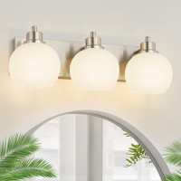 Tuscarora Bathroom Light Fixtures Brushed Nickel Vanity Light 3 Light Bathroom Vanity Light With Milk Glass Shade Bathroom Ligh