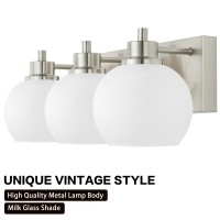 Tuscarora Bathroom Light Fixtures Brushed Nickel Vanity Light 3 Light Bathroom Vanity Light With Milk Glass Shade Bathroom Ligh