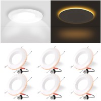 6 Pack 6 Inch Led Recessed Lighting With Night Light Dimmable Can Lights With Baffle Trim 9W85W 5000K Daylight 700Lm Retrof