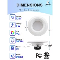 6 Pack 6 Inch Led Recessed Lighting With Night Light Dimmable Can Lights With Baffle Trim 9W85W 5000K Daylight 700Lm Retrof