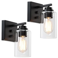 Pia Ricco Wall Sconces Set Of 2 Bedside Wall Lamps With Switch For Bedroom Modern Bathroom Light Fixtures With Clear Glass Sha