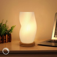 Zenply Dimmable Novelty Small Table Lamp For Bedroom Vintage Style Striped Small Night Light Lamp Mini Bedside Lamp For Living