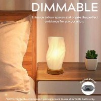 Zenply Dimmable Novelty Small Table Lamp For Bedroom Vintage Style Striped Small Night Light Lamp Mini Bedside Lamp For Living