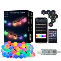 Smart String Lights Usb Powered, 33Ft 50 Led Color Changing Globe Fairy Lights, Bluetooth App & Remote Control, Diy Color, Music Sync Decorative Lights For Bedroom Christmas Tree Tent Indoor Outdoor