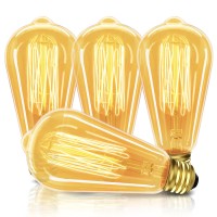 Unilamp Edison Light Bulbs, Incandescent Light Bulbs 40 Watt, St64 Dimmable Vintage Light Bulbs, E26 Decorative Edison Bulbs, Warm White 2700K, 240Lm Amber Glass Incandescent Bulbs, 4 Pack