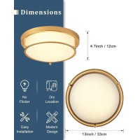 Binobro 13 Inch Gold Ceiling Light, 2-Light Modern Ceiling Light With Frosted Glass Shade And Gold Finish Ceiling Light Fixtures For Living Room Hallway Bedroom(Gold)