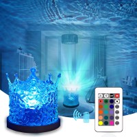 Jgmztzt Northern Lights Ocean Wave Projector Crown Light, 16 Colors Gradual Rotating Flame Water Lamp, Wave Night Light With Remote Control For Bedroom Living Office Restaurant Underwater Projector