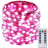 Pink Fairy String Lights Plug In For Valentines Day Decorations Super Bright Fairy Lights With Remote Timer Waterproof String