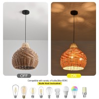 Teru Ji Kaikang 197 Faux Rattan Pendant Light 3Light Brown Gum Rattan Handmade Woven Boho Wicker Basket Chandelier For Bedro