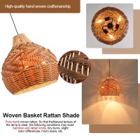 Teru Ji Kaikang 197 Faux Rattan Pendant Light 3Light Brown Gum Rattan Handmade Woven Boho Wicker Basket Chandelier For Bedro