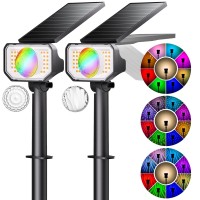 Quntis Color Changing Solar Spot Lights Outdoor Super Bright Rgbw 25 Modes Colored Solar Spot Lights Waterproof Solar Powered