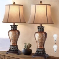 29 Farmhouse Rustic Table Lamps Set Of 2 3Color Temperature Dimmable For Bedroom And Living Room Decor