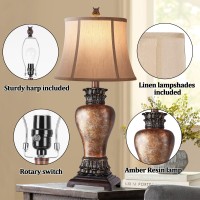 29 Farmhouse Rustic Table Lamps Set Of 2 3Color Temperature Dimmable For Bedroom And Living Room Decor