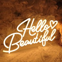 Sylhome Hello Beautiful Led Neon Sign Girls Room Bar Bedroom Bestie Christmas Birthday Wedding Party Gifts Backdrop Club Pub Usb