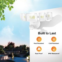 Onforu 5 Heads 55W Led Security Lights Motion Sensor Outdoor 360 Wide Angle Illumination 5000Lm Flood Light 6500K Ip65 Water