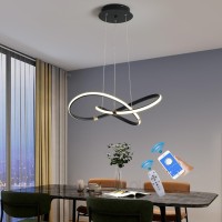 Led Pendant Lamp Dimmable Height Adjustable Table Dining Room Lamp Hanging Lamp Living Room Kitchen Hanging Ceiling Lamp With Remote Control Mobile App Control Modern Annular Bedroom Bar Island Lamp