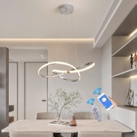 Led Pendant Lamp Dimmable Height Adjustable Table Dining Room Lamp Hanging Lamp Living Room Kitchen Hanging Ceiling Lamp With Remote Control Mobile App Control Modern Annular Bedroom Bar Island Lamp