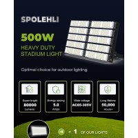 Spolehli Led Stadium Flood Lights 3000W Equivalent 80000Lm Super Bright Led Arena Lights 85305V Ip66 Waterproof 6500K Daylight