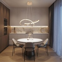 Led Pendant Lamp Dimmable Height Adjustable Table Dining Room Lamp Hanging Lamp Living Room Kitchen Hanging Ceiling Lamp With Remote Control Mobile App Control Modern Annular Bedroom Bar Island Lamp