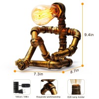 Lcyytg Steampunk Table Lamp Vintage Industrial Metal Robot Table Lamp Water Pipe Table Lamp Steam Punk Pipe Lamp Style Deskt