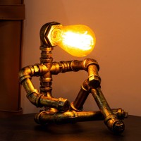 Lcyytg Steampunk Table Lamp Vintage Industrial Metal Robot Table Lamp Water Pipe Table Lamp Steam Punk Pipe Lamp Style Deskt