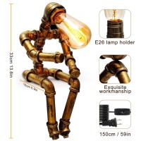 Lcyytg Steampunk Table Lamp Vintage Industrial Metal Robot Table Lamp Water Pipe Table Lamp Steam Punk Pipe Lamp Style Deskt