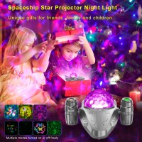 Spaceship Nebula Projector Lamp, Star Light Projector For Bedroom, Galaxy Projector For Bedroom With Timing Remote And Speaker, Galaxy Star Projector For Bedroom, Home Decor, Living Room (Grey)