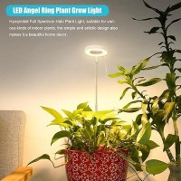 Halo Ring Grow Lights For Small Indoor Plants Warmwhite 96Leds Full Spectrum Plant Light Height Adjustable With 5V 2A Adapter