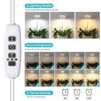 Halo Ring Grow Lights For Small Indoor Plants Warmwhite 96Leds Full Spectrum Plant Light Height Adjustable With 5V 2A Adapter