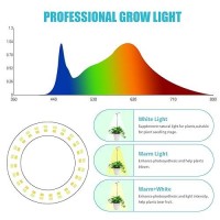 Halo Ring Grow Lights For Small Indoor Plants Warmwhite 96Leds Full Spectrum Plant Light Height Adjustable With 5V 2A Adapter