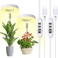 Halo Ring Grow Lights For Small Indoor Plants Warmwhite 96Leds Full Spectrum Plant Light Height Adjustable With 5V 2A Adapter