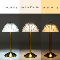 Heqet Cordless Table Lamps Rechargeable Lamps For Home, Gold 12'' Tall Led Brass Portable Outdoor Indoor Table Lamp With Touch Sensor, Adjustable Brightness And Color (Pack2-Gold Lamp)