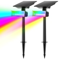 Consciot Rgb Multicolors Solar Spot Lights Outdoor 7 Colors And Colorcycling 600Lm 360 Adjustable Solar Landscape Spotlights