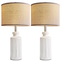 Ireliare White Table Lamps Set Of 2 265 Ceramic Lamps For Living Room End Tables Modern Lamps For Nightstand With Offwhite