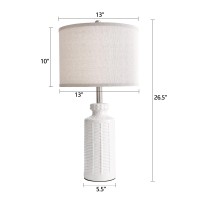 Ireliare White Table Lamps Set Of 2 265 Ceramic Lamps For Living Room End Tables Modern Lamps For Nightstand With Offwhite