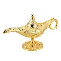 Lauyoo Vintage Aladdin Magic Genie Lamp Costume Accessory Gift For Women Classic Arabian Props Aladdin Pot Decor Gold