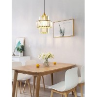 Tchau Modern Crystal Mini Pendant Light Polished Chrome Cuboid Pendant Lighting Fixture For Kitchen Island, Bedroom, Living Room, Dining Room (Color : Chrome_Single Head)