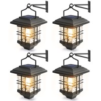 Solar Lantern Outdoor Hanging Solar Lights, Solar Outdoor Lights Waterproof, Outdoor Solar Lanterns, Anti-Rust Solar Lights With Hooks, Replaceable & 1 Spare Bulb, 4 Pack