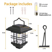 Solar Lantern Outdoor Hanging Solar Lights, Solar Outdoor Lights Waterproof, Outdoor Solar Lanterns, Anti-Rust Solar Lights With Hooks, Replaceable & 1 Spare Bulb, 4 Pack