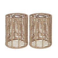 Voguad 2Pcs Rattan Lamp Shade, Boho Lamp Shades, Ceiling Fan Light Covers Replacement For Pendant Light, Floor Lamps Chandelier, Wall Sconces Light Fixture, 1.53In Fitter 5.9In Height