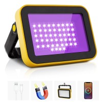 Crepow Rechargeable Led Black Light Battery Powered Portable Blacklight 395Nm Led Flood Light Black Lights Neon Glow Party B