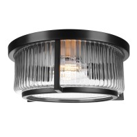 Rosient Farmhouse Ceiling Lamp, Flush Mount Ceiling Light Fixture With Clear Glass Shade, Black Modern Round Ceiling Light, Close To Ceiling Light For Kitchen Hallway Foyer Living Room Bedroom