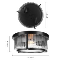 Rosient Farmhouse Ceiling Lamp, Flush Mount Ceiling Light Fixture With Clear Glass Shade, Black Modern Round Ceiling Light, Close To Ceiling Light For Kitchen Hallway Foyer Living Room Bedroom