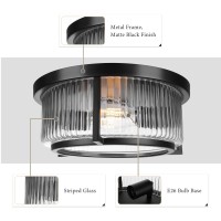 Rosient Farmhouse Ceiling Lamp, Flush Mount Ceiling Light Fixture With Clear Glass Shade, Black Modern Round Ceiling Light, Close To Ceiling Light For Kitchen Hallway Foyer Living Room Bedroom