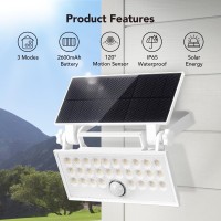 Orein 2 Pack Solar Outdoor Lights 2600Mah Motion Sensor Flood Lights Super Bright 3 Modes Solar Security Lights Ip65 Waterproof