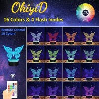 Okiyid Butterfly Night Light Butterfly Gift 3D Butterfly Light With Remote And Touch Control 3D Butterfly Night Light Kids Ro