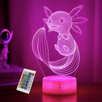 Okiyid Axolotl Gifts 3D Illusion Lamp 3D Axolotl Night Light With Remote And Touch Control Axolotl Decor For Kids Room Girls